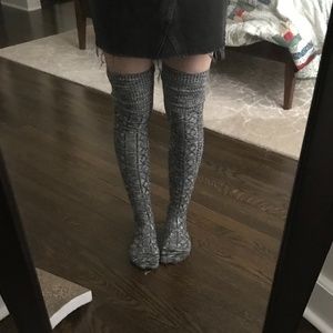 Black and white over-the-knee socks